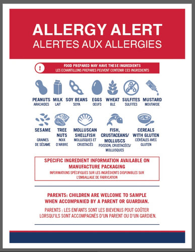 Updated Size - Parent Allergy Alert sign - Pack of 10 (English)