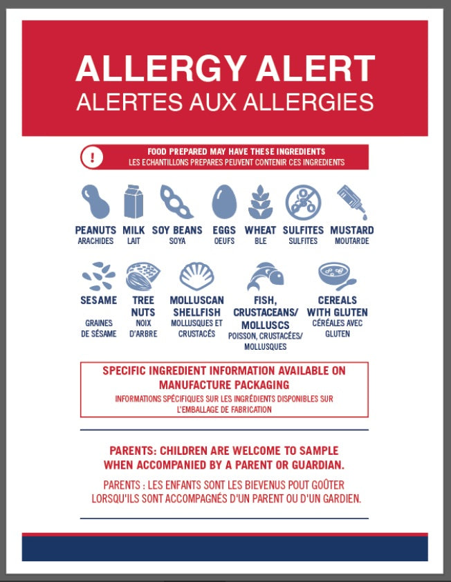 Updated Size - Parent Allergy Alert sign - Pack of 10 (English)